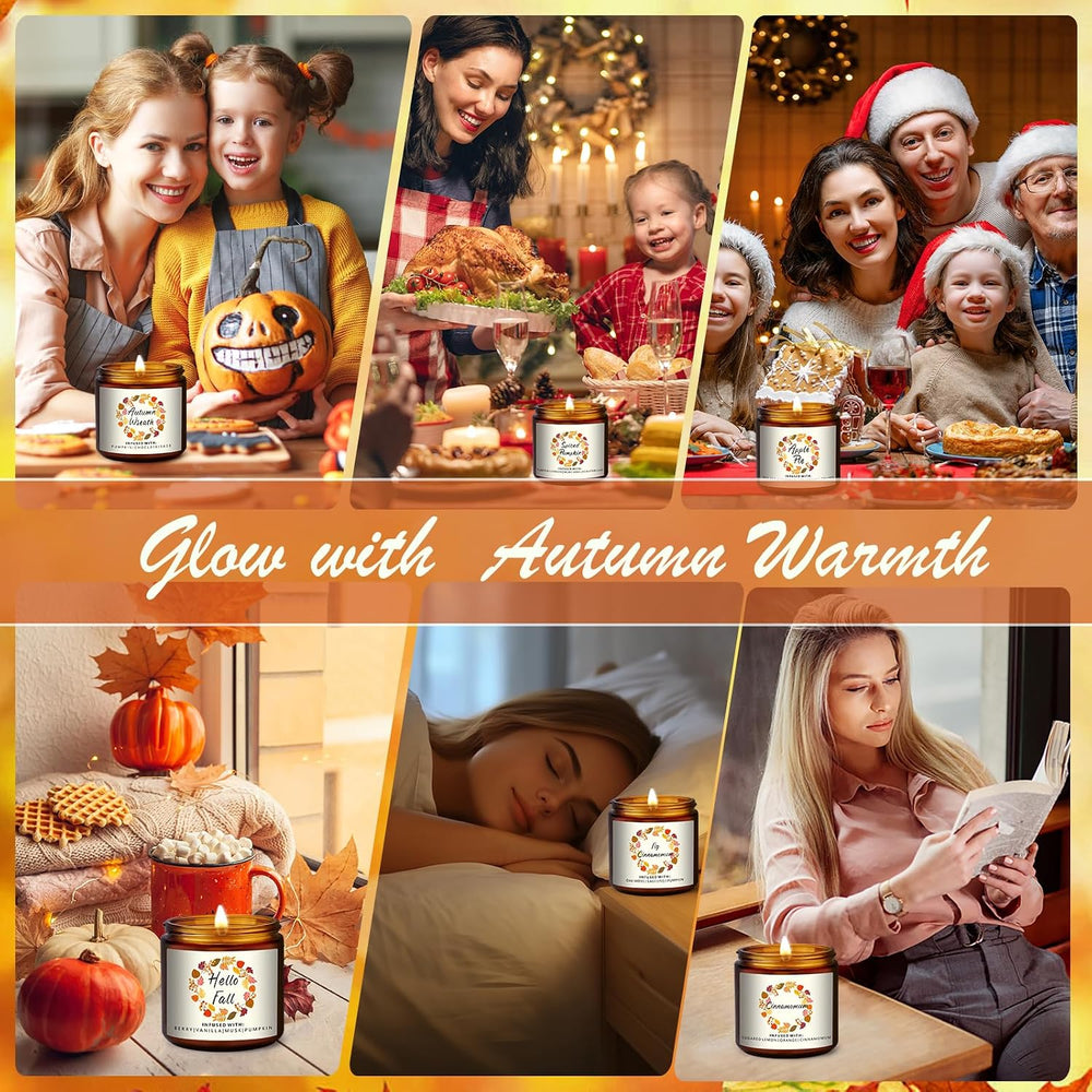 Fall Candles Gifts Set 6 Pack Soy Wax Scented Candle 27 OZ 200 Hrs Burn,Scent...