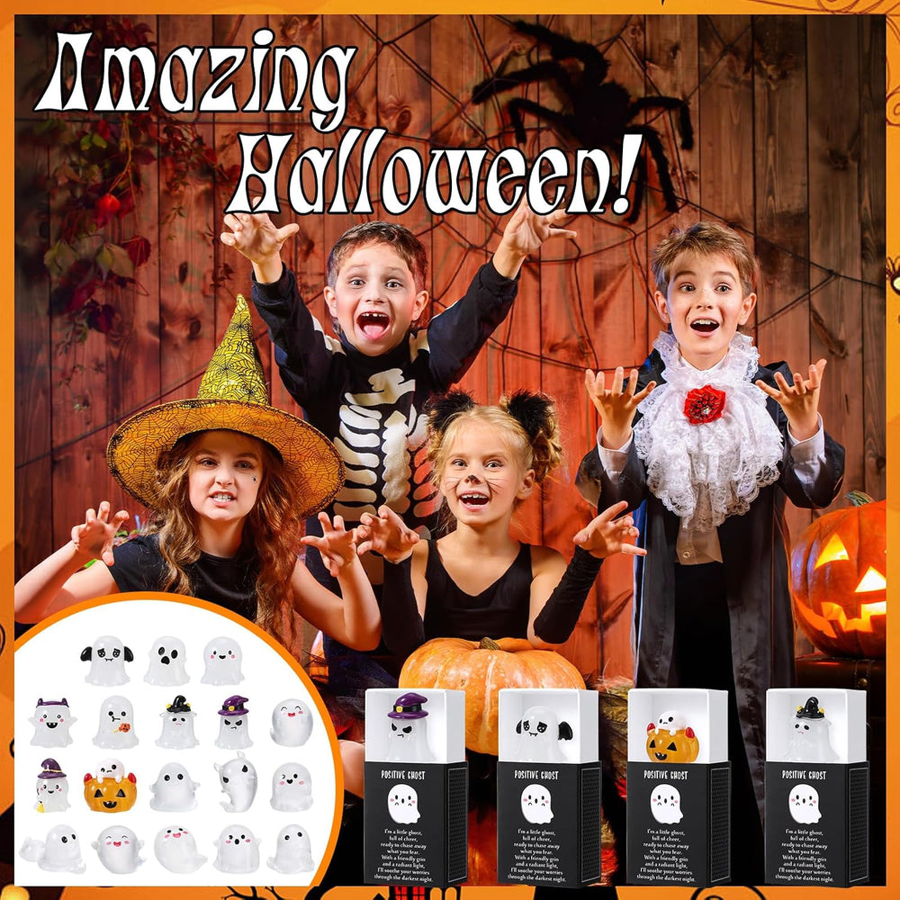 Wonderjune 36 Sets Halloween Mini Positive Ghost Party Favors, Customized