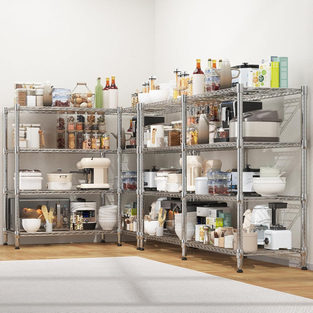 Homdox Heavy Duty Storage Shelves, 4 Tier Wire Shelving Unit, Adjustable Meta...