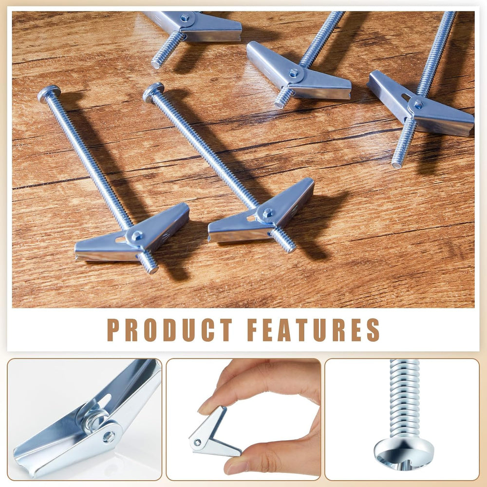 Yaocom 100 Pcs 1/4" X 4" Toggle Bolts and Wing Nut Wall Anchor for ...