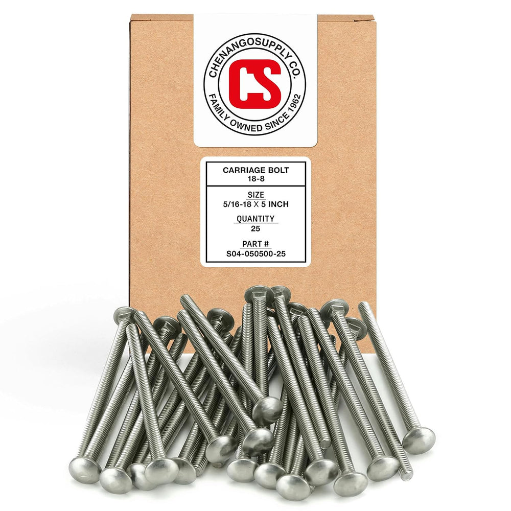 Chenango Supply 5/16-18 x 5" Stainless Carriage Bolts