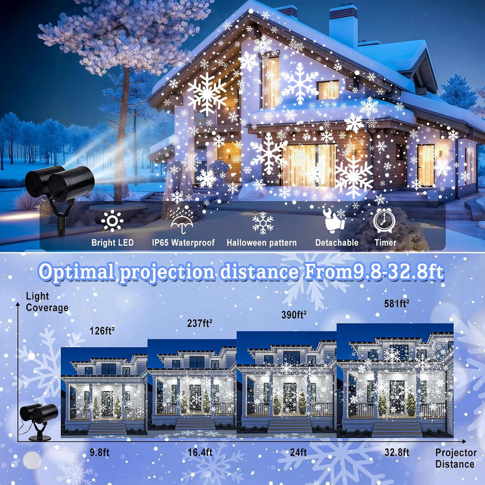 Christmas Snowflake Projector Lights Double Head Dynamic Snowflake Lights