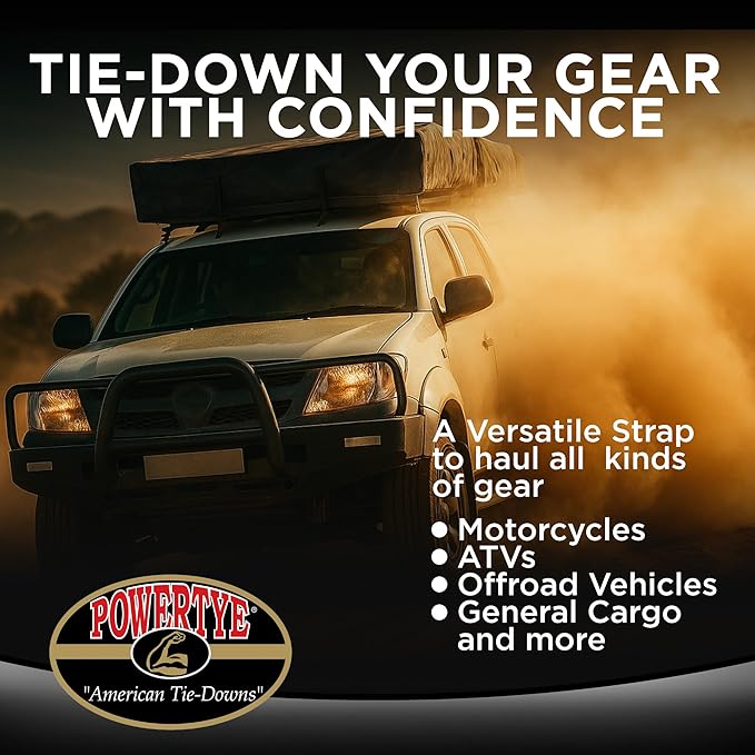 PowerTye - Made in USA - Heavy Duty Ratchet Tie Down Straps