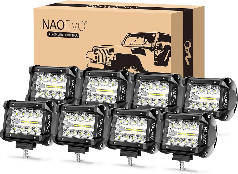 NAOEVO 4 Inch LED Pod Lights, 480W 48, 000LM LED Fog/Driving/Off Road Lights ...