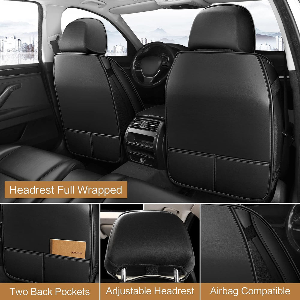 Pariitadin Leather Car Seat Covers Full Set, Waterproof Breathable Faux Leath...