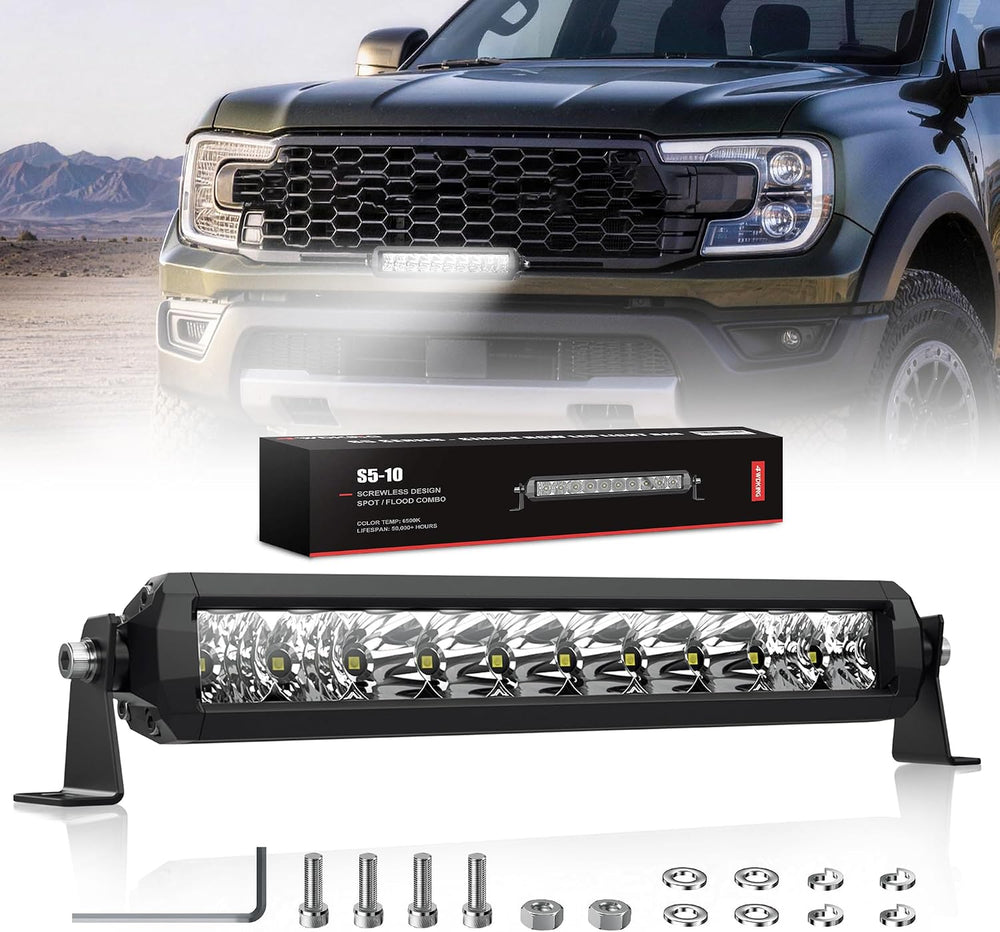 4WDKING Slim LED Light Bar 12 Inch Spot Flood Beam for Cars Trucks ATV UTV
