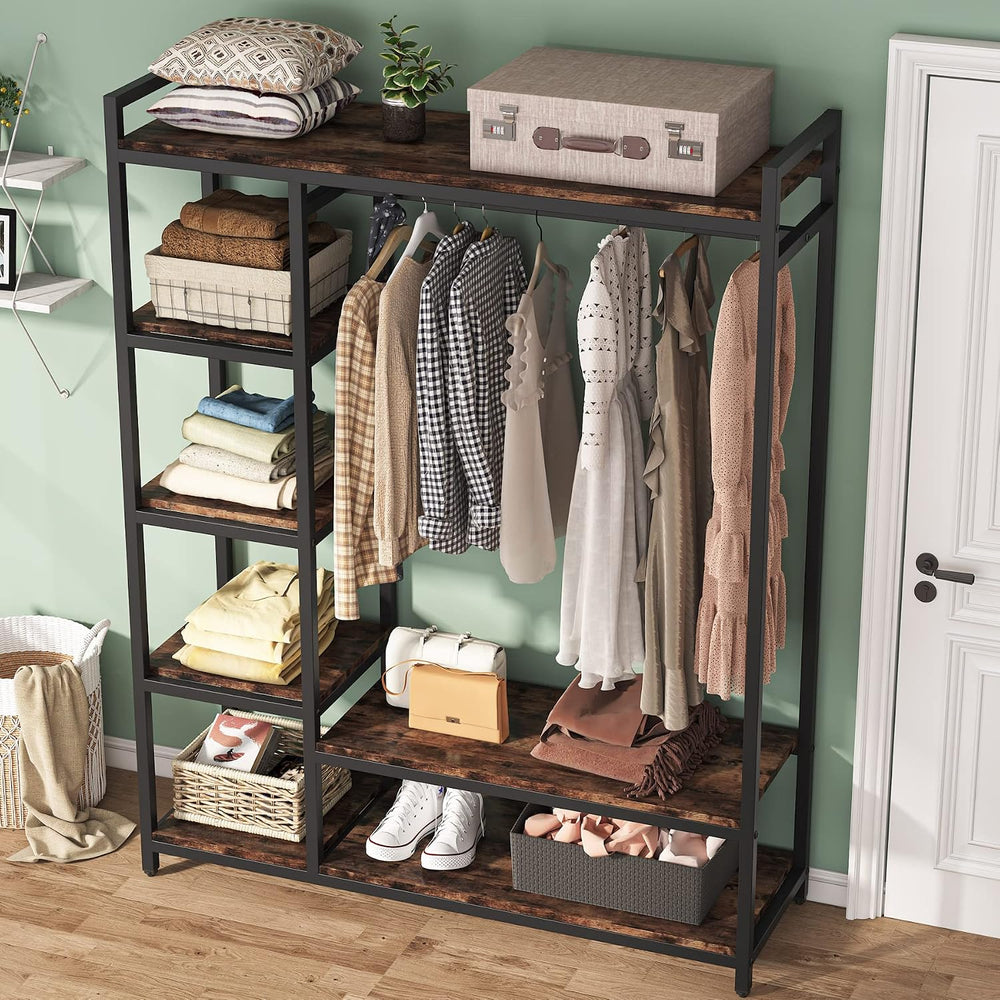 LITTLE TREE Heavy Duty Garment Rack, Portable Closet Wardrobe, 5-Tier Metal S...