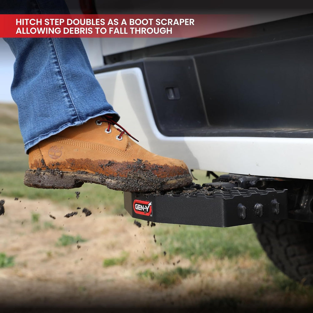 GEN-Y Hitch Serrated Hitch Step, Black, Fits 2-Inch Receiver | 400 LB Capacit...