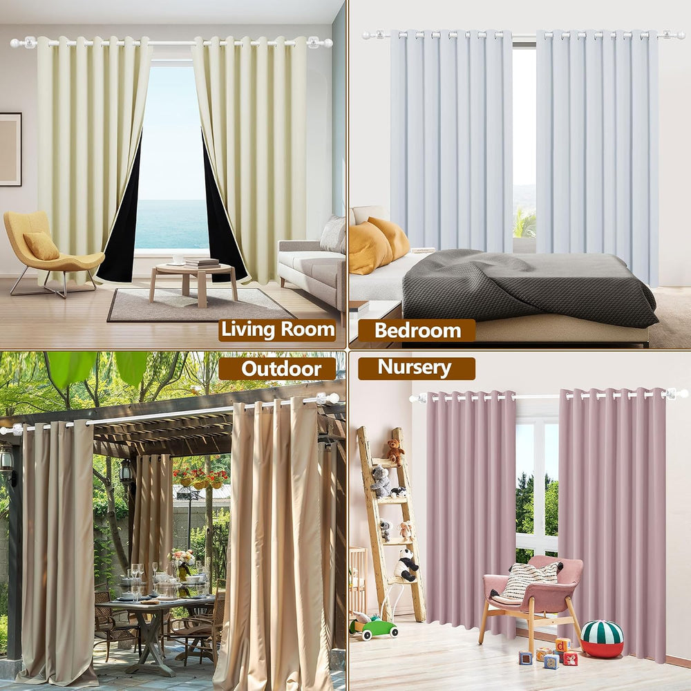 2 Pack Adhesive Curtain Rod No Drilling for Renter 27 to 112" Adjustable