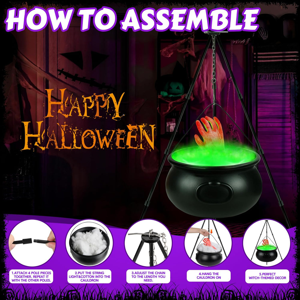 Halloween Decorations Outdoor, 12.6” Large Witches Cauldron Kettle on Tripod ...