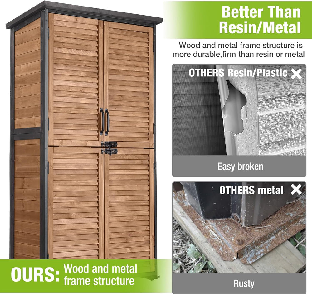 GUTINNEEN Outdoor Storage Cabinet Upgraded with Metal Frame Durable Storage S...