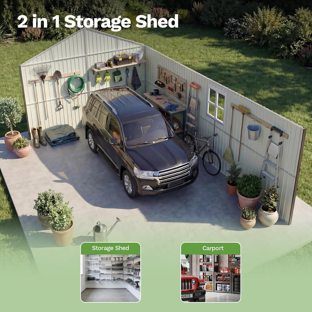 Patiowell 12x20 FT Enclosed Metal Carport, Large Heavy Duty Car Port with Rei...