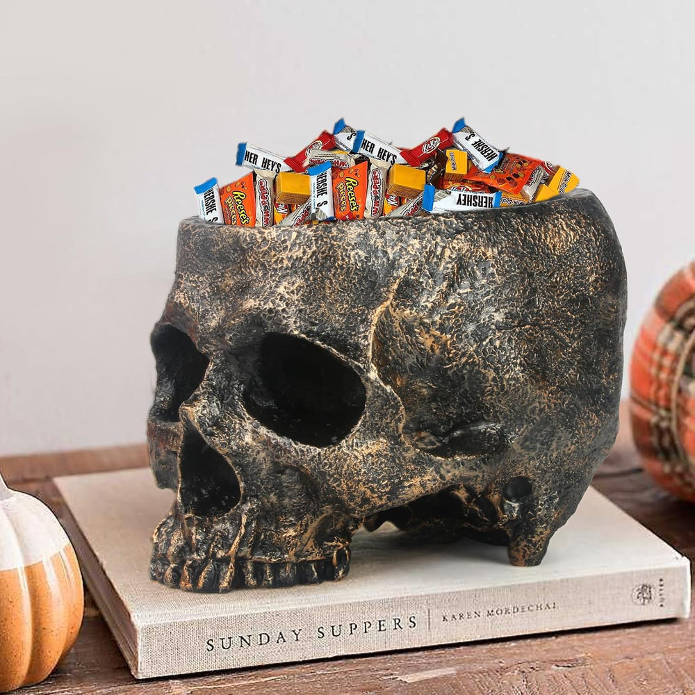 GameXcel Halloween Skull Candy Bowl - 6.5" Large Candy Dish Holder