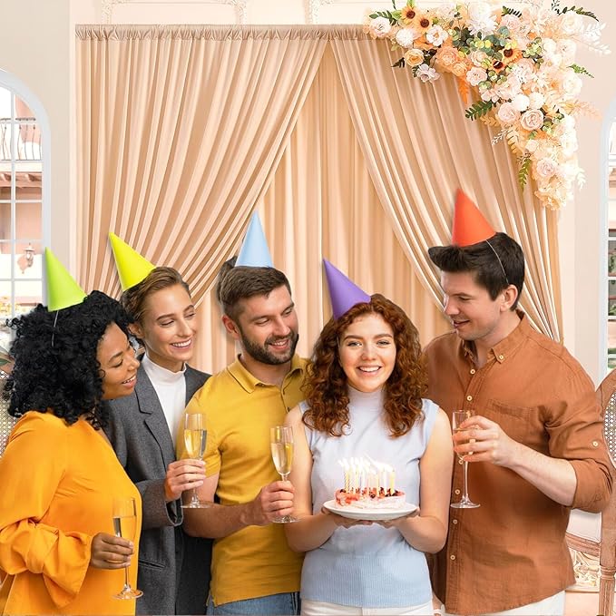 10 x 10 Feet Champagne Backdrop Curtain for Partie, Background Curtains for P...