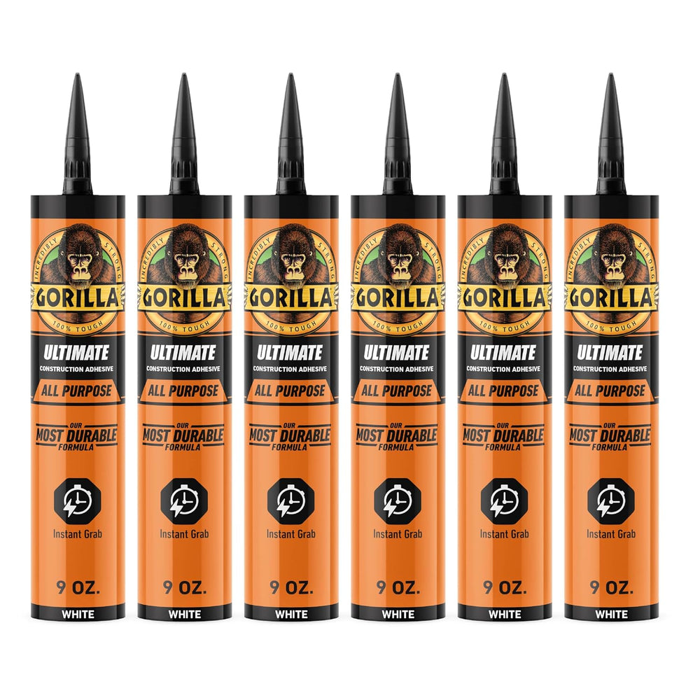 Gorilla Heavy Duty Ultimate Construction Adhesive, 9 Ounce Cartridge, White, ...