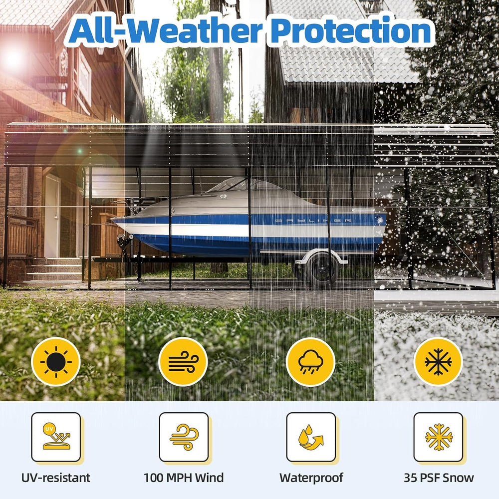 YOLENY 14x30FT RV Carport, Outdoor Heavy Duty Metal Car Ports with Galvanized...