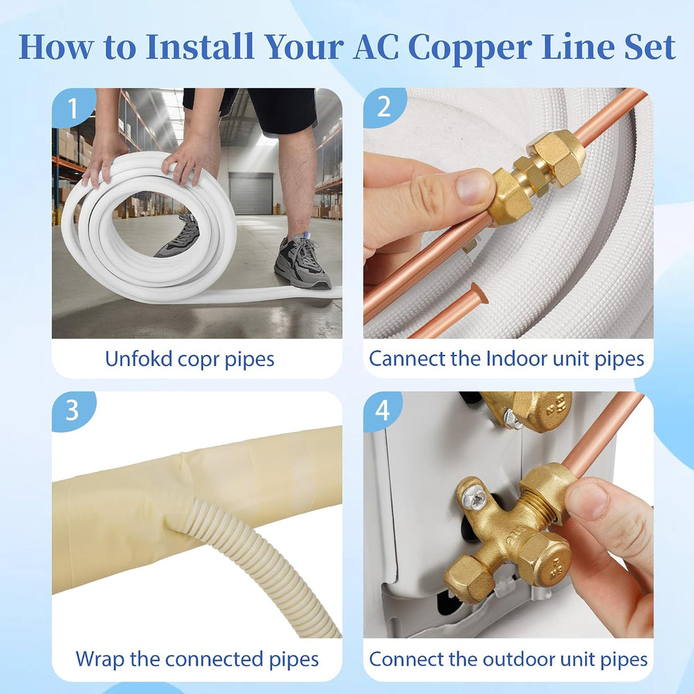 10 Ft Mini Split Line Set, 1/4"& 3/8" 0.D. Flared Copper Tubing...
