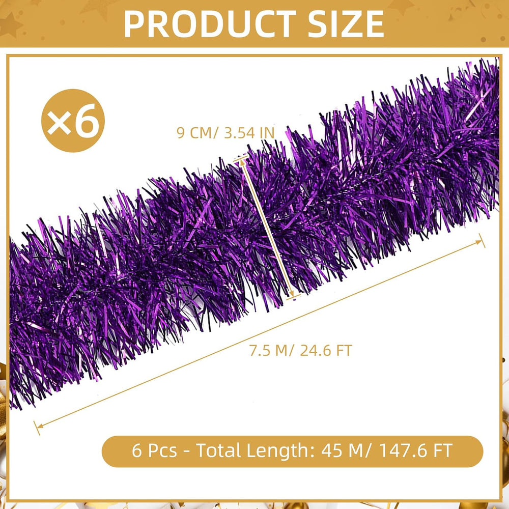 150 FT Purple Tinsel Garland - Holiday Tinsel Garland for Christmas, Hallowee...