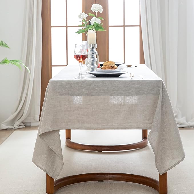 EVERLY100% Pure Linen Rectangle Tablecloths132Lx60WInch for Dining,Buffet Par...