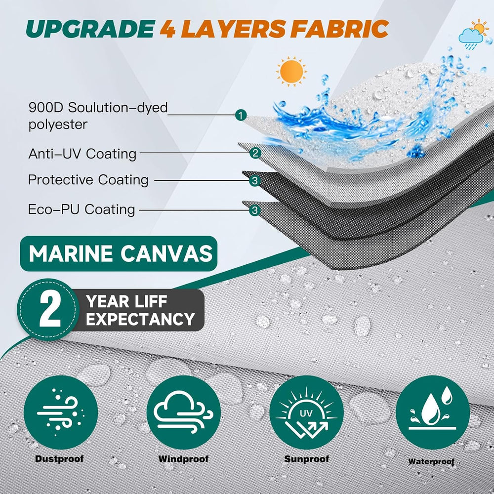 900D Waterproof Pond Boat Cover Fits 8'-10'L Pond Prowler Bass Raider...