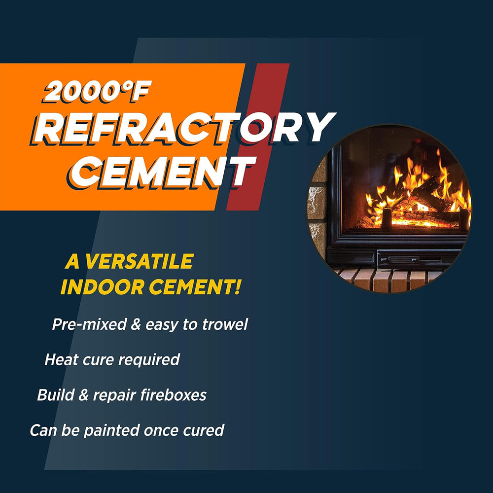 Rutland Refractory Cement 64 Oz - USA-Made High Temperature Fire Cement, Pre-...