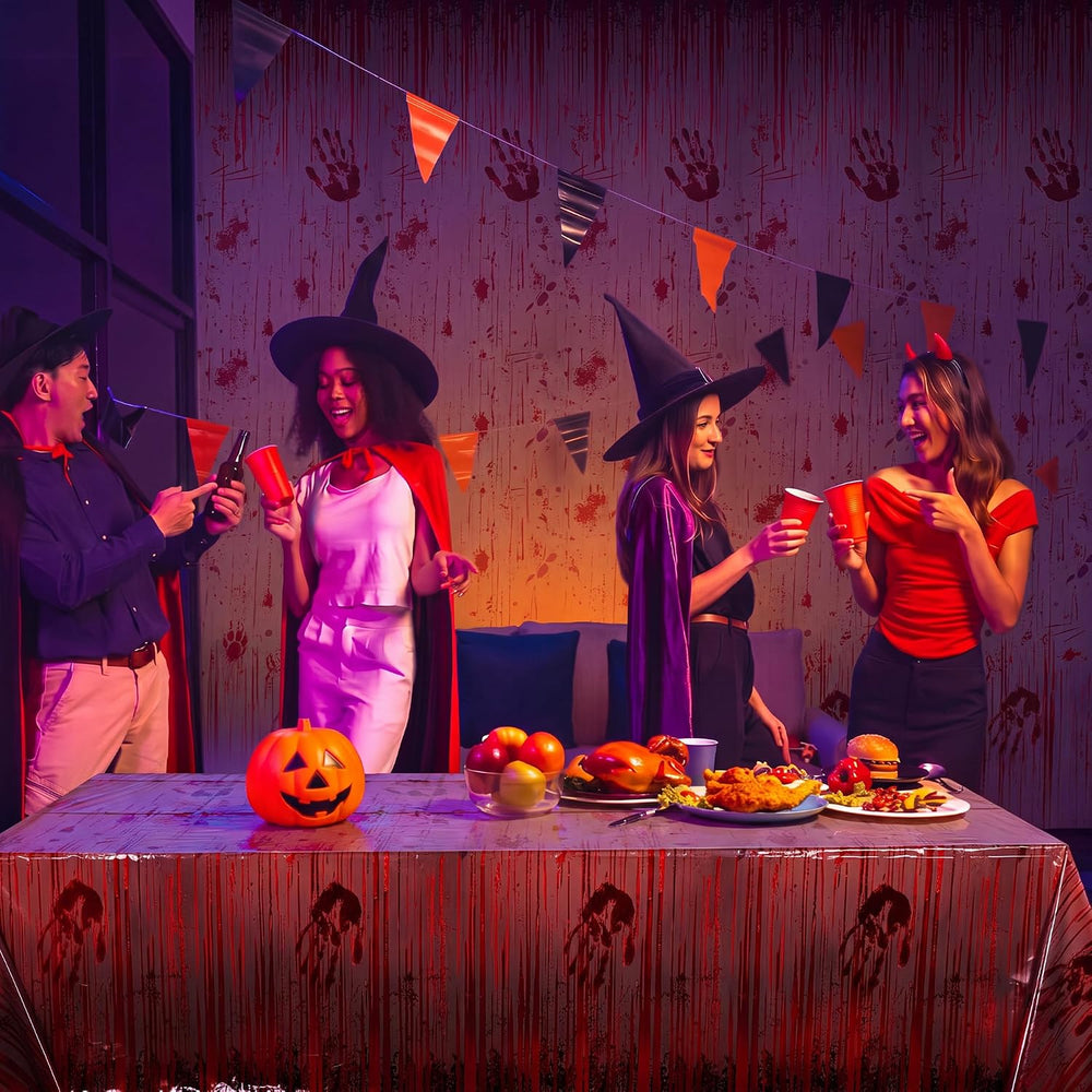 Kochorie 100 Ft x 54 Inch Halloween Bloody Party Tablecloth Roll with Cutter ...