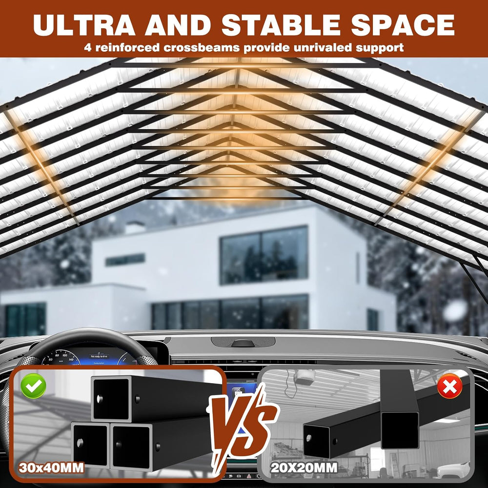 20x40 FT Heavy-Duty Metal Carport, Galvanized Steel Car Canopy with Reinforce...