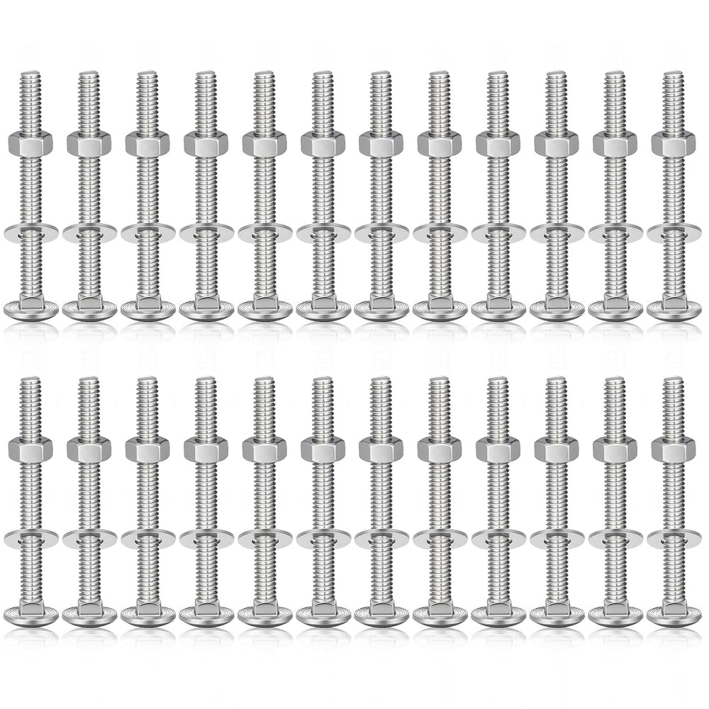 Zonon 25 Sets 3/8-16 x 3-1/2" Carriage Bolts and Nuts Kit,Silver