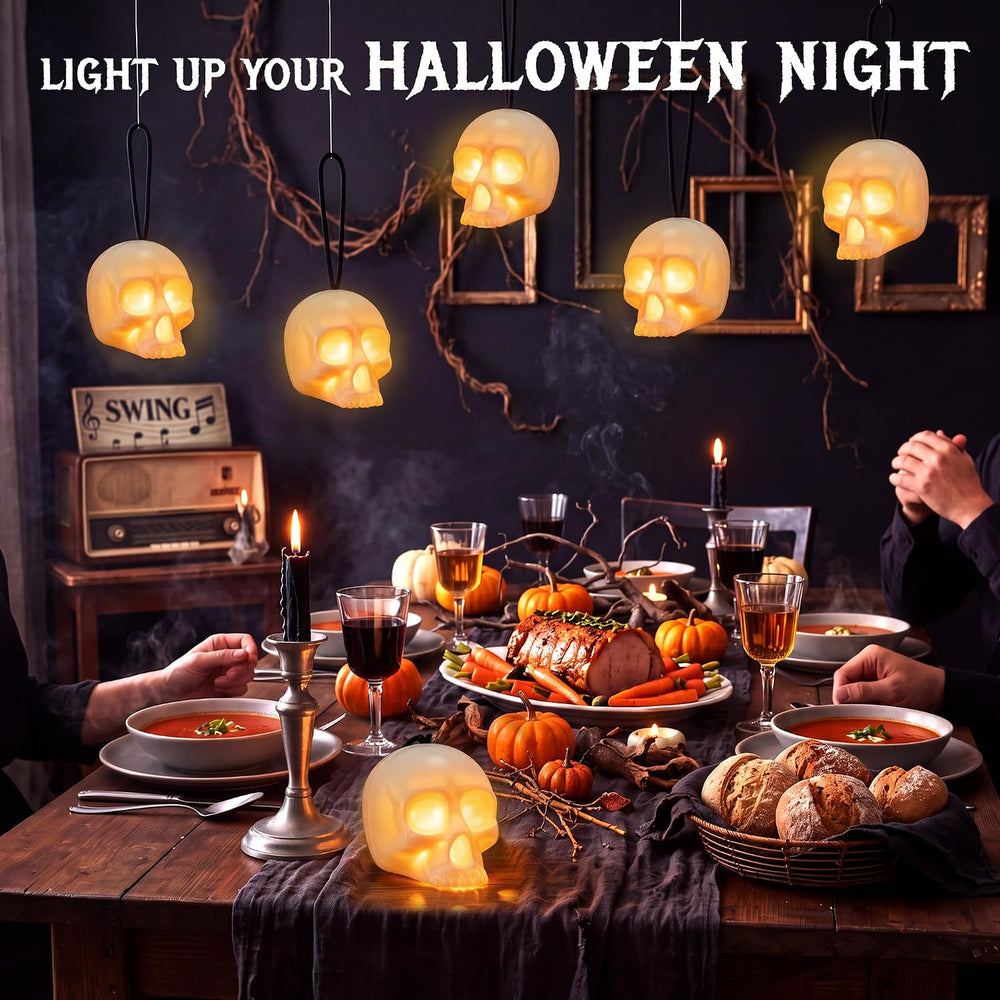 EverBrite 6-Pack Halloween Skull Light with Music, 5-Mode Skull Lamp