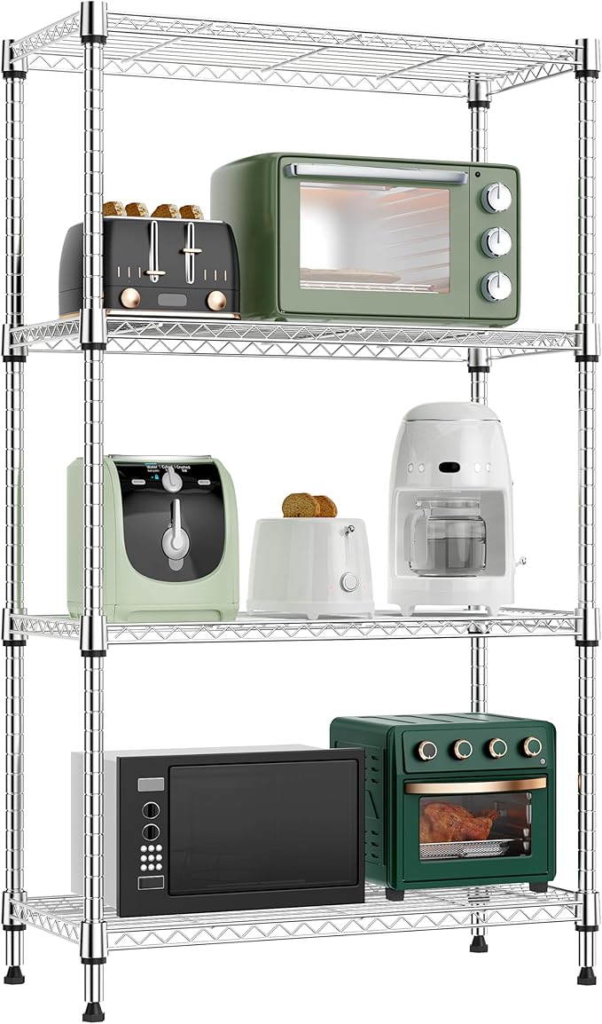 1000 lbs 4 Tier Shelf Metal Storage Shelves Wire Rack Closet Organizers