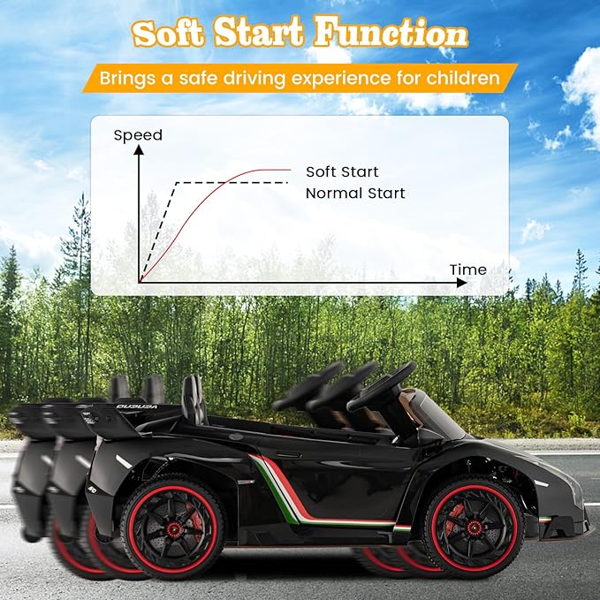 Costzon Ride on Car, Lamborghini Licensed 12V Battery Powered 4WD Sports Car