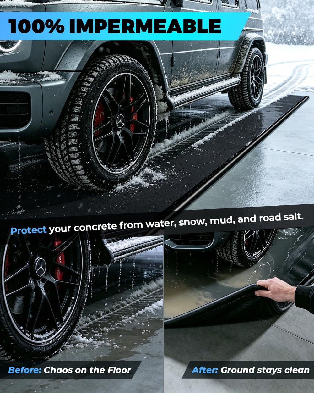 Containment Mat 8'6" x 20' Garage Floor Mats for Under Car