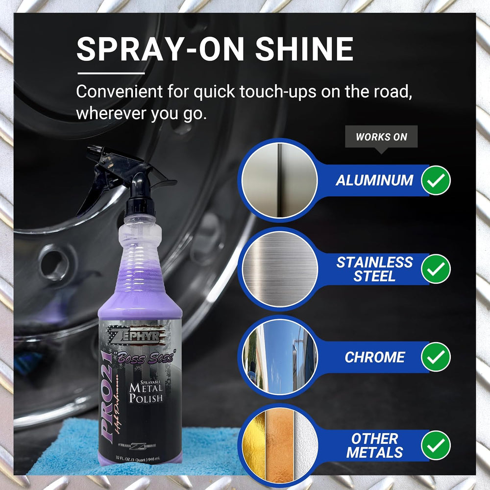 Zephyr - Pro 21 Boss Soss Sprayable Metal Polish - Stainless Steel, Chrome, &...