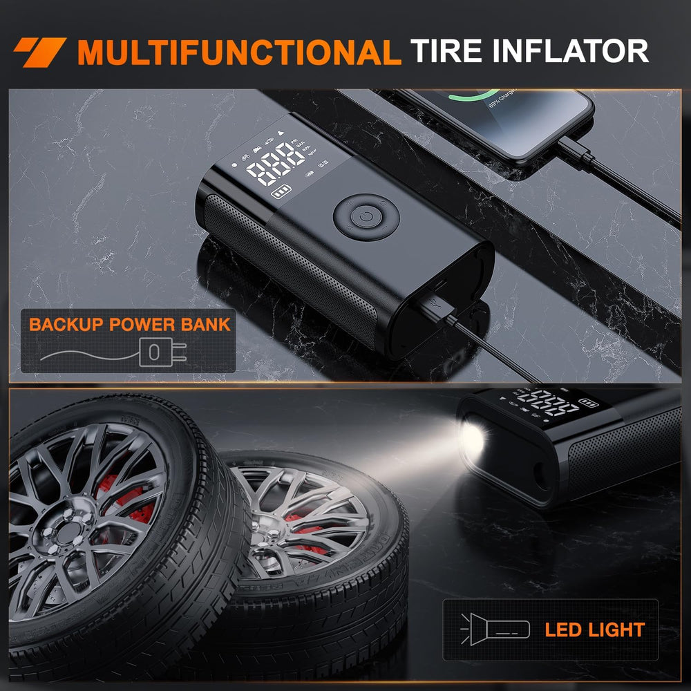 Nilight Rechargeable Cordless Tire Inflator 150PSI Auto Shutoff 2X Faster