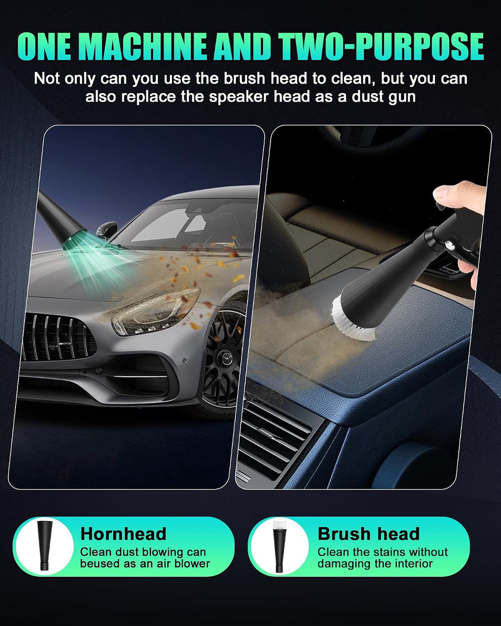 Kaitnax Car Cleaning Gun with 360° Nozzle & Dust Brush | High Pressure Ai...