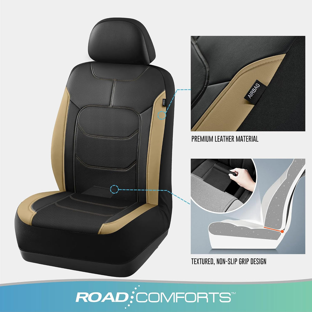 Road Comforts Seat Covers, Premium Leather Car Seat Covers Front Seats,Airbag...