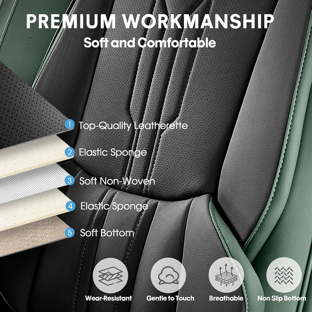 AOOG Car Seat Covers Full Set, Leather Seat Covers for Car, Waterproof Car Se...