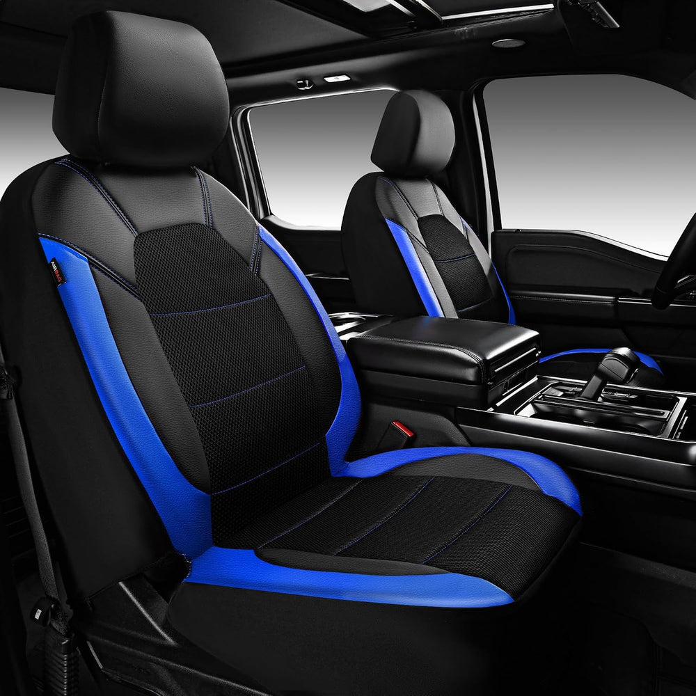 CAR PASS Leather Car Seat Covers Front Seats Only, with Air Mesh Front Seat C...