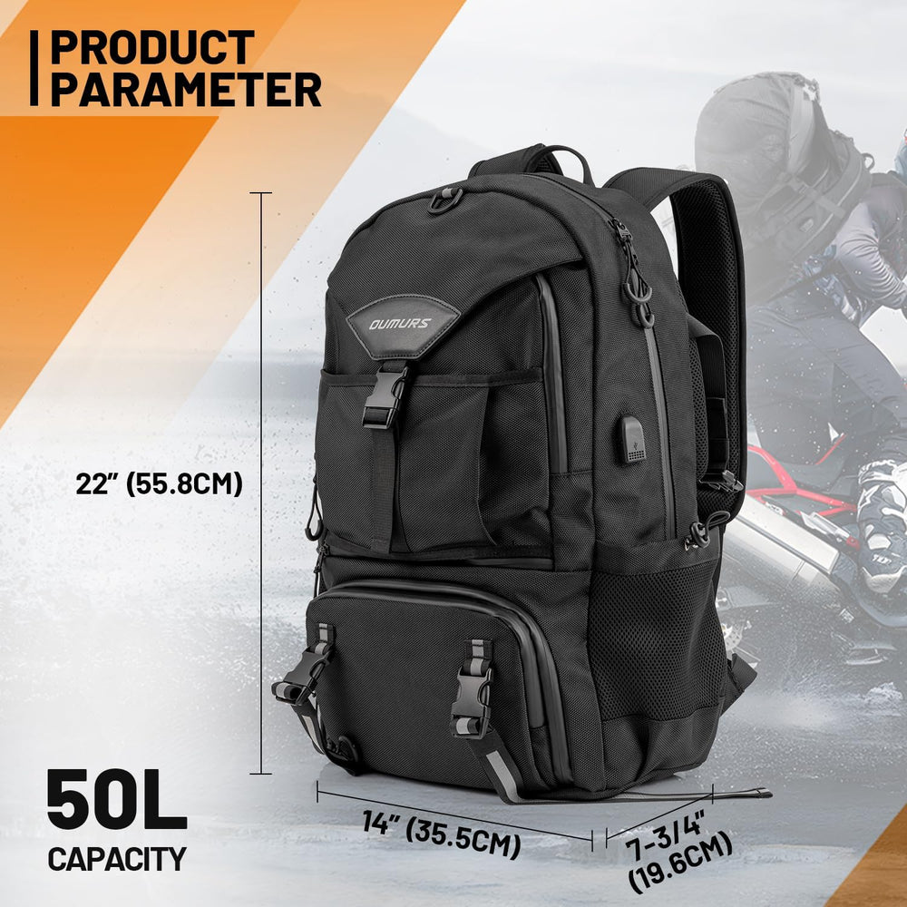 Oumurs 50L Motorcycle Helmet Backpack, Helmet Bag, Black