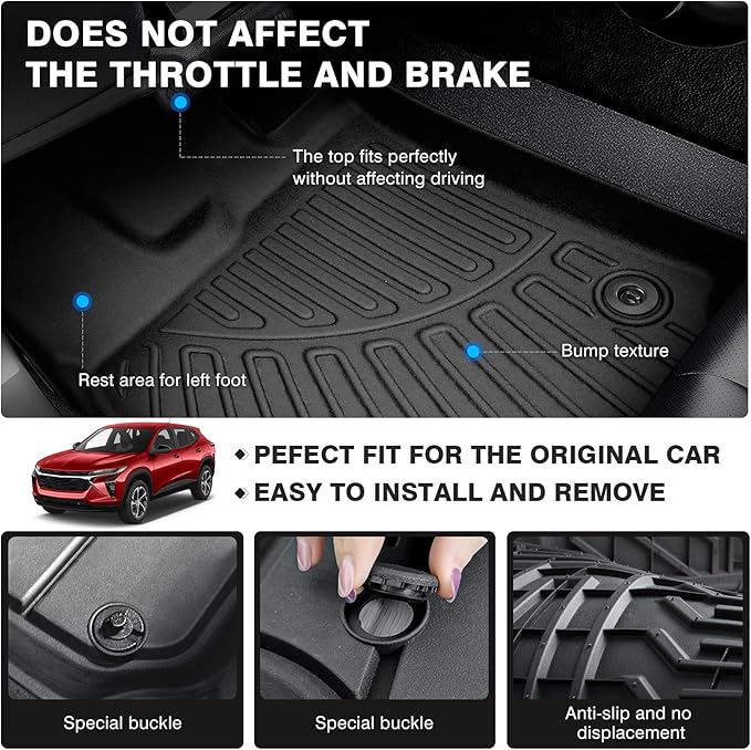 Powerty Floor Mats for 2024 2025 Chevrolet/Chevy Trax Accessories All Weather