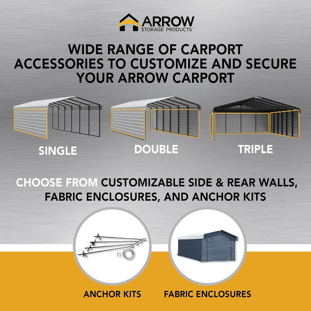 Arrow CPHC102407 Heavy Duty Galvanized Steel Metal Multi-Use Shelter, Shade, ...