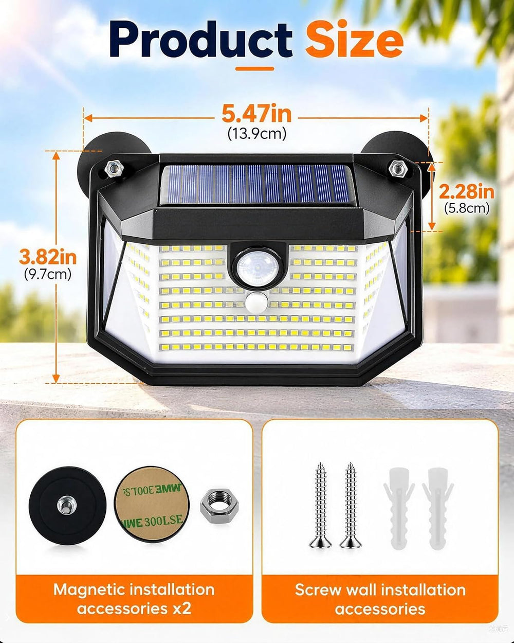 LUHLEE 178LED Magnetic Solar Lights Outdoor, RV Solar Lights Motion Sensor