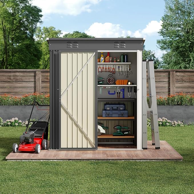 Bealife 5' x 3' Outdoor Storage Shed Clearance, Metal Outdoor Storage...