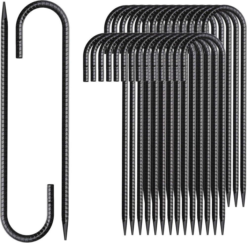 Rebar Stakes 12 Inch J Hook Ground Stakes Heavy Duty 30 Pack Chain Link Fence