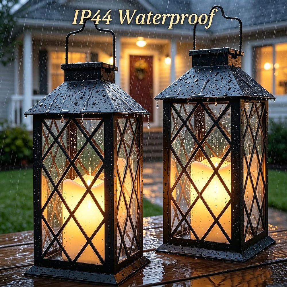 14'' Large Tempered Glass Solar Lanterns Outdoor Waterproof