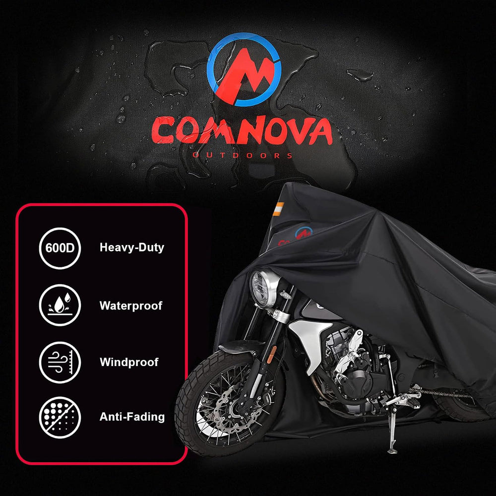 Comnova Motorcycle Cover 96 Inch - 600D Outdoor Motorbike Cover Waterproof wi...