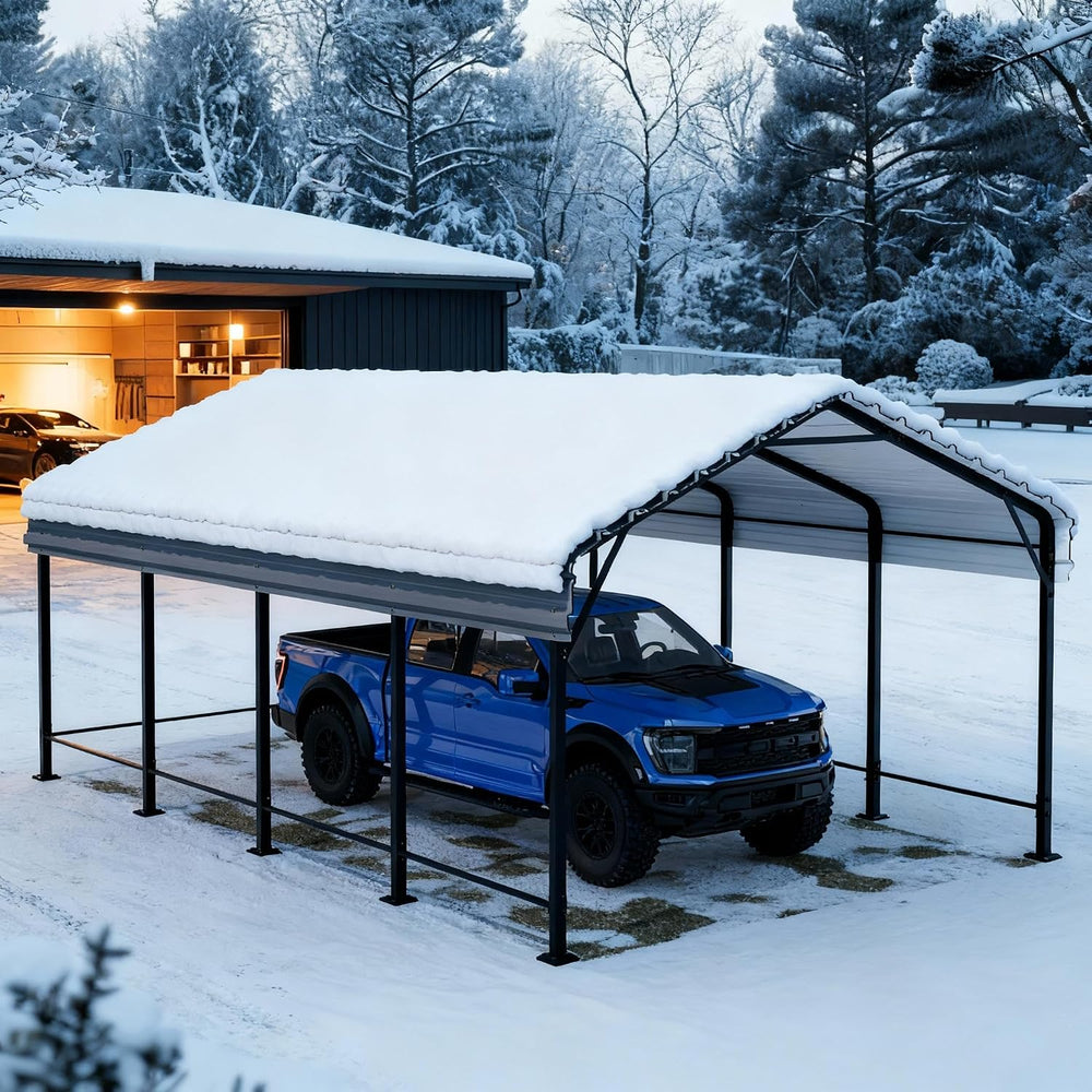 Carport, Heavy Duty Carport Canopy with Galvanized Steel Roof and Frame, Meta...