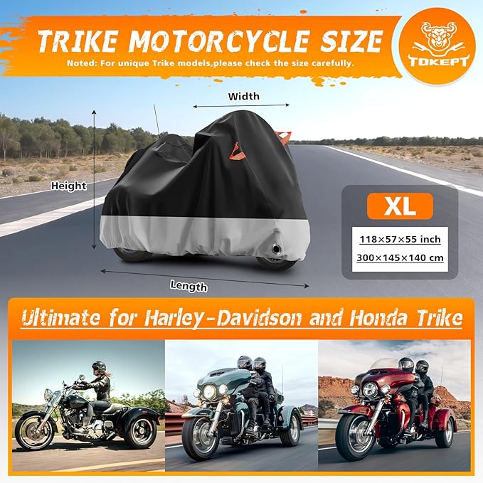 Trike Motorcycle Cover, Outdoor Waterproof Vehicle Cover