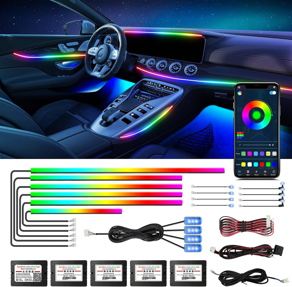 WEBUPAR Dreamcolor Acrylic Interior Car Lights - 18 in 1 RGB LED Strip Lights