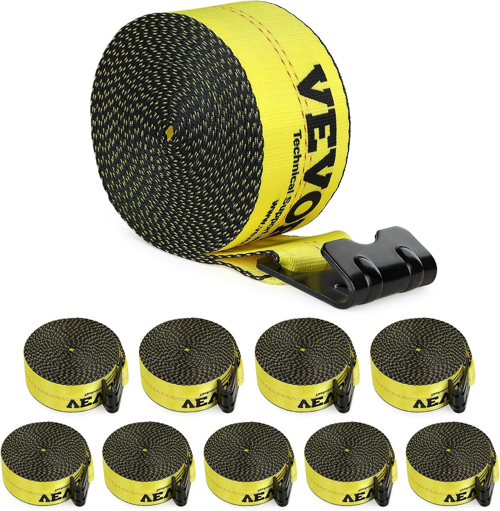 VEVOR Truck Straps, 4" x 30' Tie Down w/Flat Hooks 18,000lbs Break S...